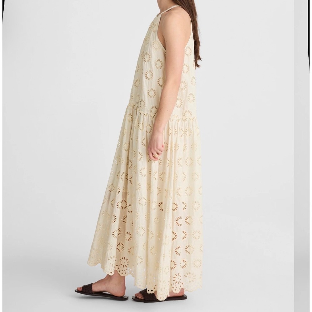 Madewell Halter Floral Eyelet Drop Waist Maxi Dress Antique Cream size L NV409 - Picture 2 of 13